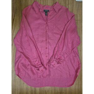 Lauren Ralph Lauren Shirt Blouse Womens 22 W Hot Pink Casual Office
